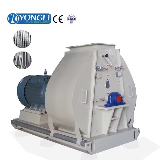 Yongli 1-8 Ton Per Hour Biomass Hammer Mill High Stainless Steel PLC Controlled 2-Year Warranty New Motor Bearing Wood Sawdust