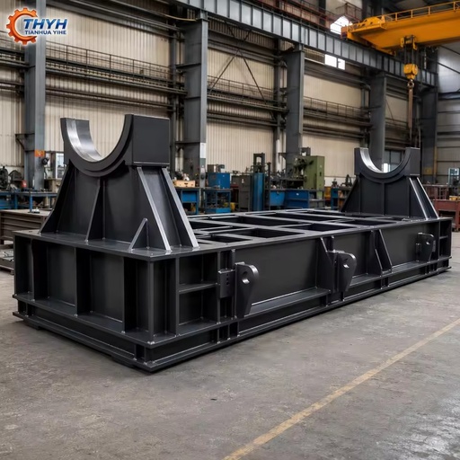 Custom Welded Ball Mill Base Frame Assembly Epoxy Coated Wear Resistant Q355 Steel for Mining Quarry Crushing
