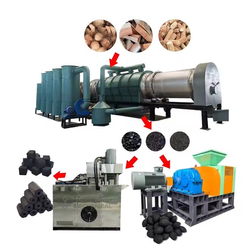 Complete Set Charcoal Briquette Machine Date Pits Wood Jute Sticks Charcoal Making Machine