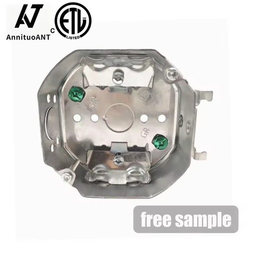 CETL Standard 4 Inch Octagon Galvanized Steel Junction Box 1.3mm Duty Metal Electrical Box with Bracket with Cable Clamps