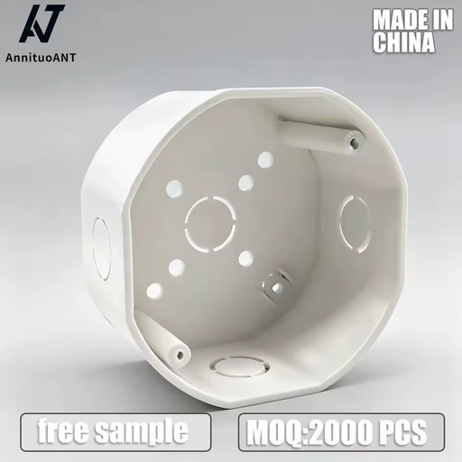 Standard 4 Inch PVC Octagon Electrical Junction Box Non-Metallic Ceiling Light Fixture Box with Knockouts