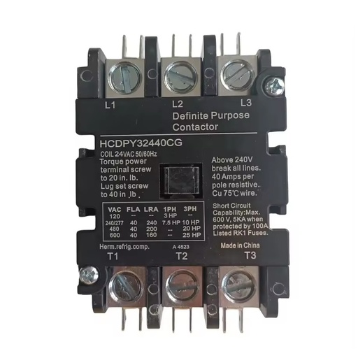 Definite Purpose Contactor 40A 240V Black Contactors
