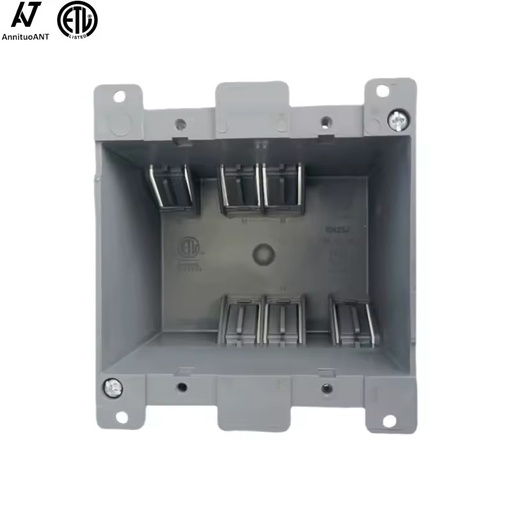 2-Gang Gray Non-Metallic PVC Electrical Switch/Outlet Box 26 ETL Listed Wall Cable Box with Ears Plastic Material