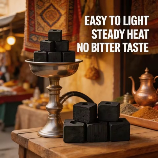 Middle East Customise Brand Nargile Bamboo Hookah Charcoal No Popping No Cracking 38mm Bamboo Shisha Briquettes