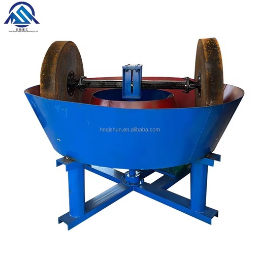 Low-cost Gold Ore Grinding Machine 0.2-0.5 Ton Wet Pan Mill 900 with Double Wheels Sold
