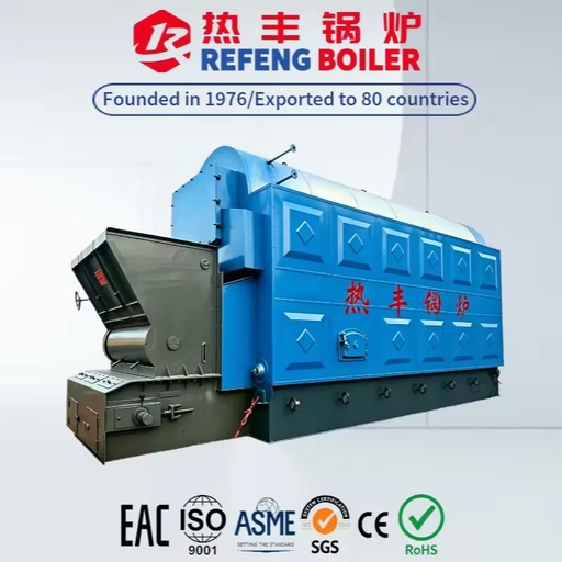DZL 1Ton Chain Grate Steam Boiler Fired by Biomass, Coal and Firewood, High Efficiency for Small Factory Steam Supply