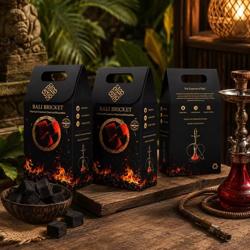 Natural Coconut Shell Charcoal Machine-Made Briquettes Hookah Shisha Cube Fuel High Heat Low Smoke Premium Export Bali High