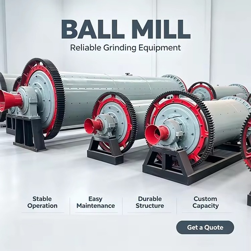 Factory Supplied Ball Mill, Equipped with AC Motor and Gearbox, Suitable for Copper Ore Mining