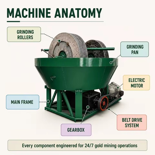 Factory Direct Electric Start Diesel Compatible Energy Saving Rock Ore Grinding Wet Pan Mill for Gold Mining Ore Processing