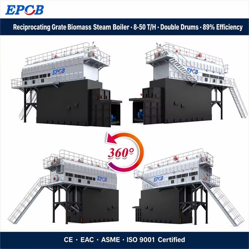 New Design Reciprocating Grate Biomass Fired Steam Generator Boiler 8-50T/H with Economizer