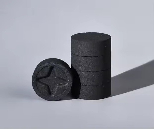 35mm Round Fruit Wood Charcoal Briquettes Embossed Hookah Charcoal Blocks Smokeless Fast Burning for Shisha BBQ