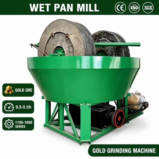 Wet Pan Mill 1200 Gold Grinding Machine Diesel Engine Powered No Electricity Needed for Africa Remote Mining Gold Field
