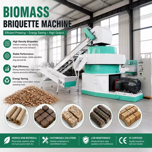 High Density Cylindrical Biomass Briquette Machine Agro Waste Briquette Extruder Without Binder