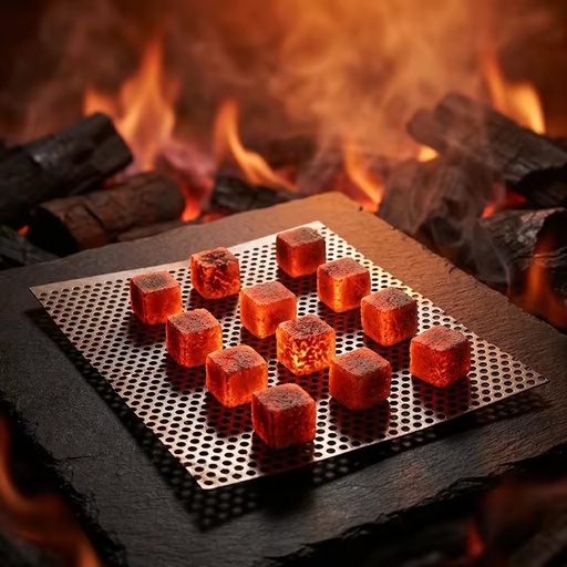 Coconut-derived shisha charcoal originating.