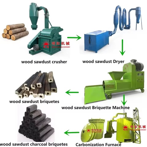 Complete Machine-Made Charcoal Production Line Biomass Wood Briquette Machine for 100% Green Nature Charcoal Manufacturing