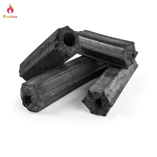 Eco Friendly High Heat Hexagonal Bamboo Briquette Charcoal Central Hole Design Smokeless Odorless No Additives Clean