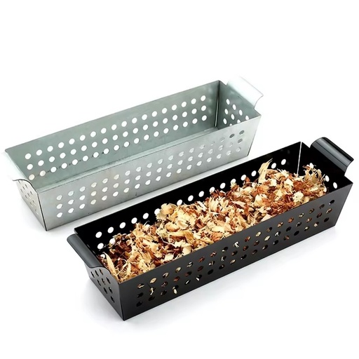 Wholesale 2pcs Carton Steel BBQ Wood Chips Charcoal Griling Smoker Box Ignition Briquette Basket for Grilling