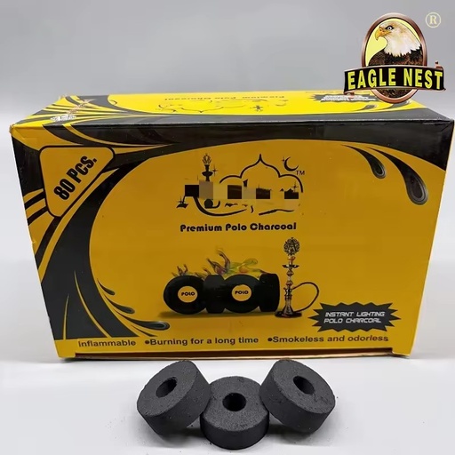 Round Machine-Made Lump Shisha Charcoal Apple Wood Best Price Middle Hole Hookah Briquette Black Charcoal Custom Designs