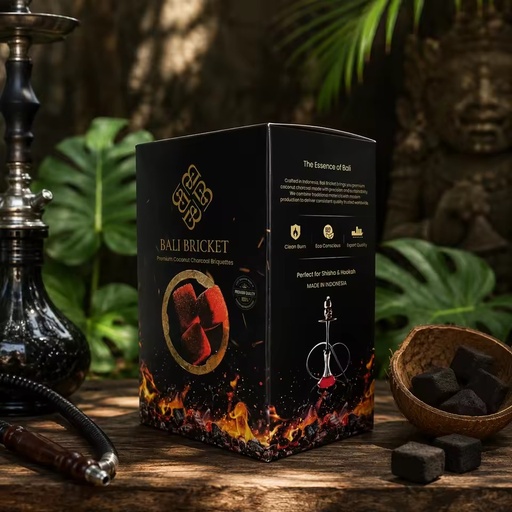 High Density Natural Coconut Shell Machine-Made Charcoal Briquette Premium Hookah Shisha Smokeless Made Bali 1% Ash 8000-9000