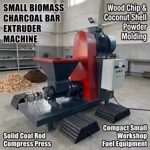 Small Biomass Charcoal Bar Extruder Machine Wood Chip Coconut Shell Powder Briquette Molding Equipment Coal Rod Compress Press