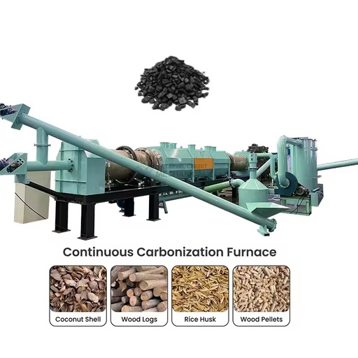 Horizontal Biochar Production Equipment Commercial Biomass Pyrolysis Kiln Wood Charcoal Making Machine