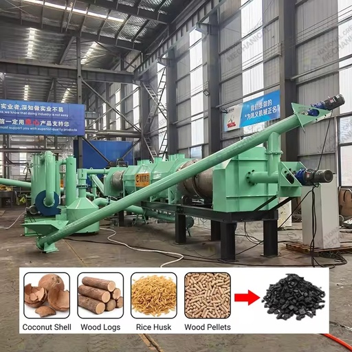 No Smoke Continuous Biochar Pyrolysis Machine Biomass Waste Charcoal Making Machine Using Dust