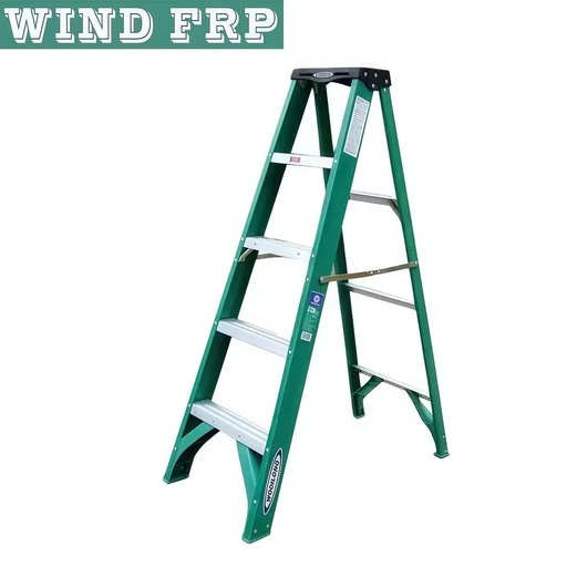 Industrial Use Anti-Corrosion Light Weight FRP Fiberglass Platform Ladder (Green) 50mm Diameter 6000mm Length