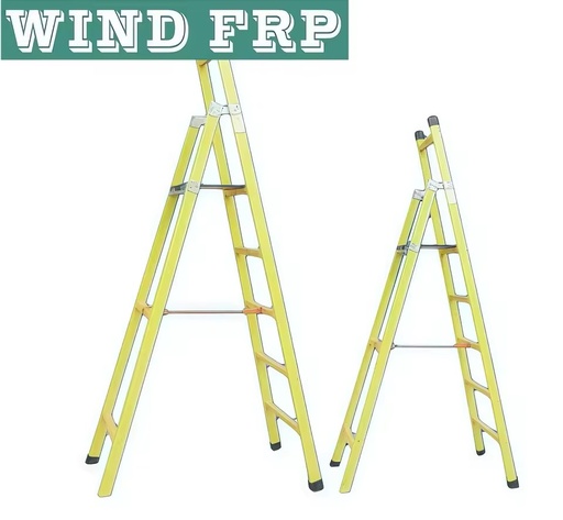 FRP Fiberglass A-Frame Ladder Set (Yellow 2 Sizes)-Anti-UV Light Weight Industrial Use 50mm Diameter 6000mm Length