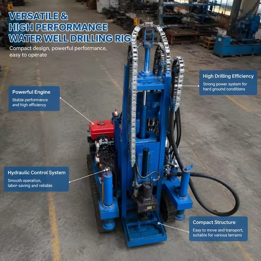 Crawler-Type Water Well Drilling Rig, Self-Walking Well Drilling Equipment Rock Engineering Drilling Rig, Well Drilling Rig