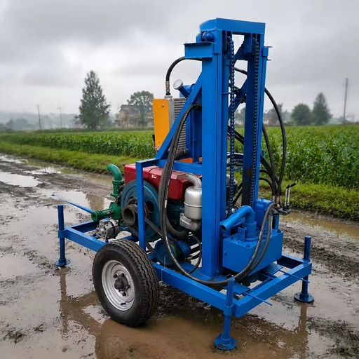 Compact Borehole Drilling Rig with Mud Pump and Drill Rods for Hard Soil Sand Clay and Limestone Water Well Drilling
