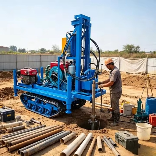 Hand Operated Water Well Drilling Rig Complete Set With Drill Rod and Mud Pump