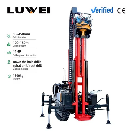Water and Air Dual Use Water Well Drilling Rig Crawler Mounted Borehole Drill Rig for Deep Wells and Irrigation