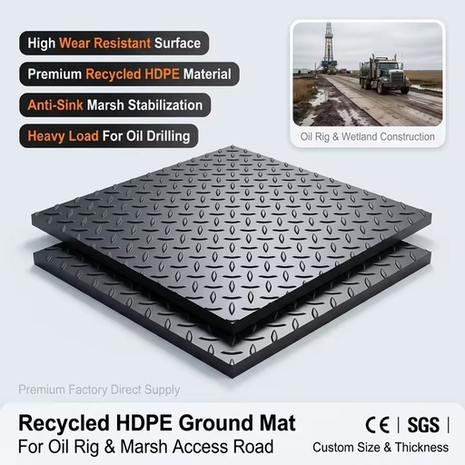 Premium Quality Wear Resistant Recycled HDPE Ground Mat for Oil Drilling Rig Marsh Stabilization Access Road