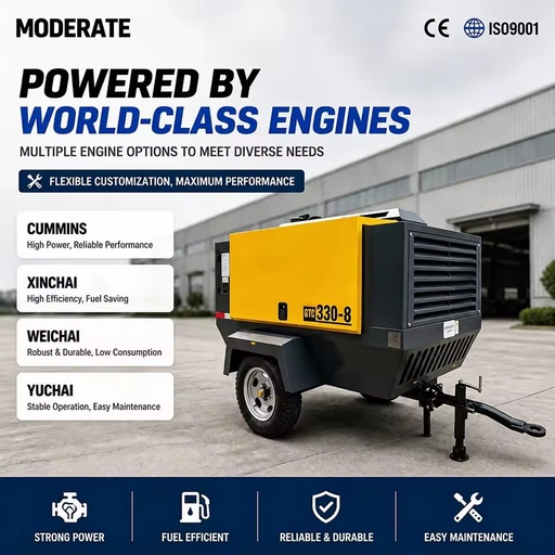 Top Supplier Trailer Mounted Diesel Screw Compressor 350 Cfm 10 Bar for Oilfield Export Quality