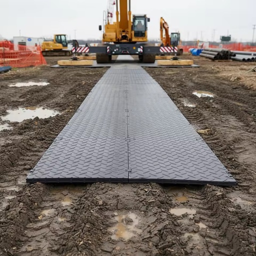 Temporary Construction Heavy Duty PE Road Mat Ground Protection Mats with Cutting Service 2000x4000mm 12.7mm Thick