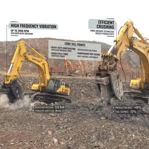 High Production Vibro Ripper Construction Machinery 3-5X Faster Than Breaker for 120-190 Ton Mining Operation