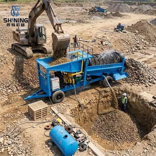 CY-100 Double Layer Gold Trommel Machine for South America Placer Gold Mining Operations