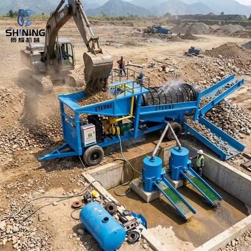 CY-100 Diesel Powered Double Layer Gold Trommel System for Remote Gold Mining Areas