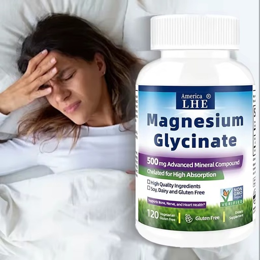 High Quality Magnesium glycinate 500mg support bone nerve and heart health magnesium glycinate 120 capsules vitamin supplement
