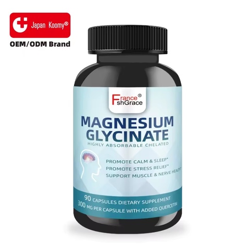 Private Label Magnesium Glycinate Supplement Manufacturer Vitamin Sleep Calm Support 90 Magnesium Glycinate Capsules