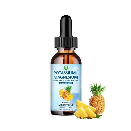 OEM ODM Potassium Magnesium Liquid Drops with Calcium Zinc Vitamin D3 Supplement Support Heart Health 500mg 5X Magnesium Drops