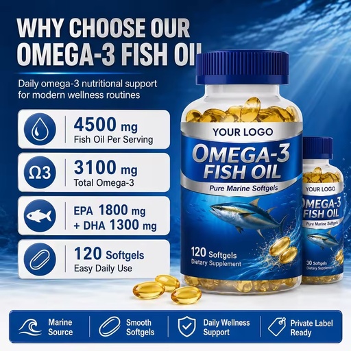 Custom Formula Bulk GMPC ISO Certified High Potency EPA 1800mg DHA 1300mg Premium Heart Brain Health Support Softgel Capsules