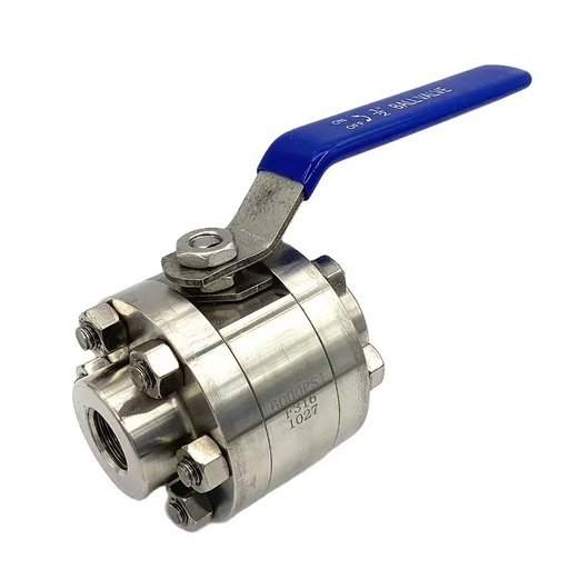 A105 F304 F316 1/2 Forged Pieces Female Thread Industrial Round Body Stainless Steel 3000 6000psi 3 Pc Ball High Pressure Valve