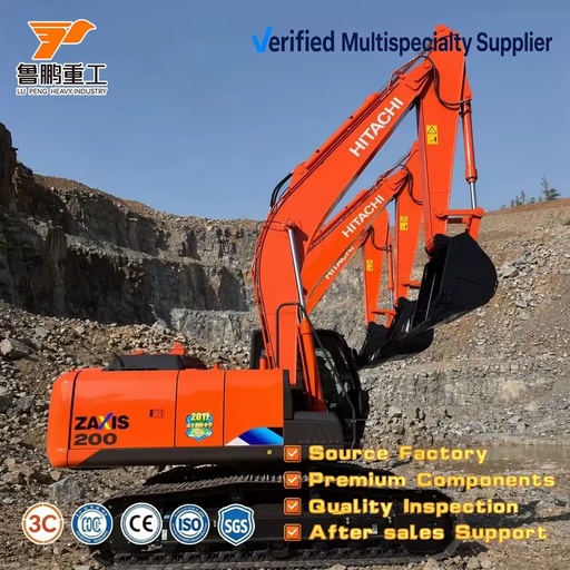 Heavy Duty Hitachi ZX200 Crawler Excavator 20 Ton Hydraulic Digging Machine for Mining & Quarry Applications