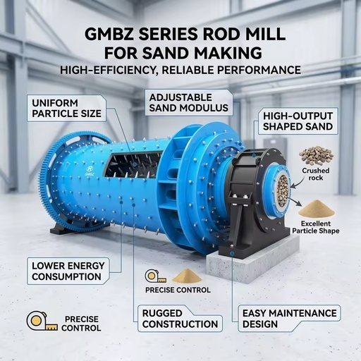 GMBZ Series Sand Making Rod Mill Custom Capacity 5 50 TPH for Gold Copper Iron Ore Grinding Wet Dry Processing