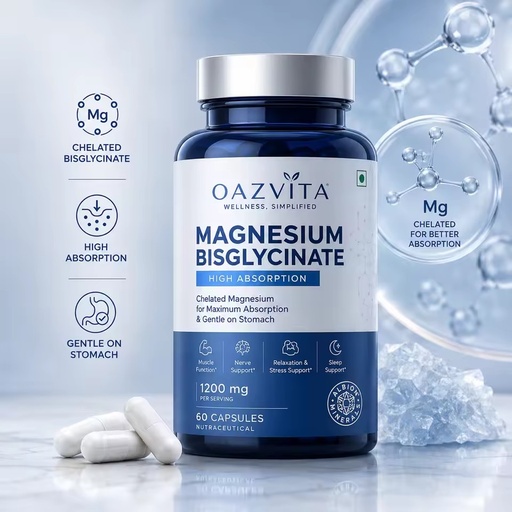 Magnesium Bisglycinate Capsules Fully Chelated Natural Low-Sugar Low-Fat Mineral Supplement OEM Oaztiva Memory & Sleep Support