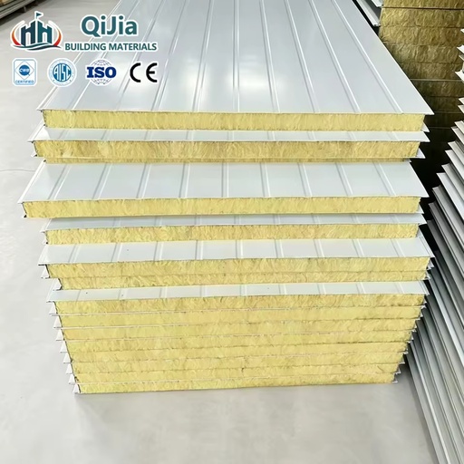 Factory Airtight Fireproof Thermal Insulation Waterproof Rock Wool Wall Sandwich Panel for Workshop Envelope