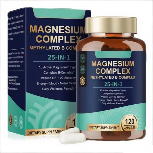 Bulk 25-in-1 Magnesium Complex Supplement 13 Types Magnesium Methylated B-Complex D3 K2 Synergy Private Label OEM ODM