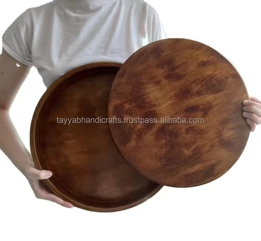 High Demand Eco-Friendly Vintage Wooden Magnesium Alloy Serving Tray Customizable Size Color Stylish Desk Decoration Handicraft