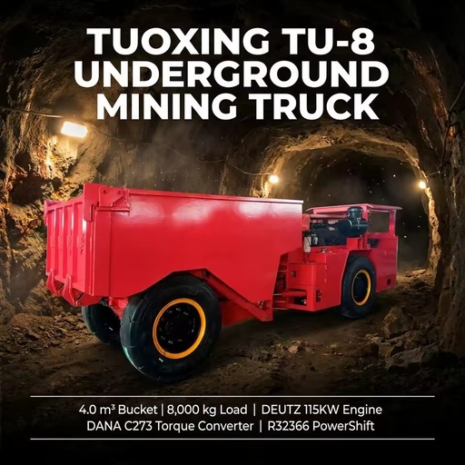 Tuoxing TU-8 Short Turning Radius Deutz Cummins Engine Underground Mining Truck Oro Mine